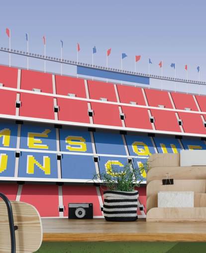blue and red customizable barcelona wallpaper mural called Camp Nou Football Stadium by Matthew J I Wood blue and red customizable barcelona wallpaper mural called Camp Nou Football Stadium by Matthew J I Wood