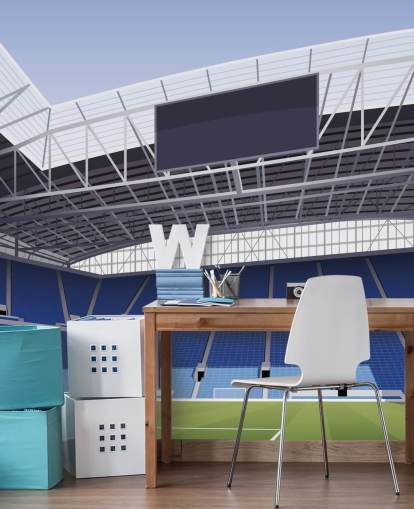 blå og grøn tilpasselig everton tapetmaleri kaldet Everton Stadium Football Stadium af Matthew J I Wood blå og grøn tilpasselig everton tapetmaleri kaldet Everton Stadium Football Stadium af Matthew J I Wood