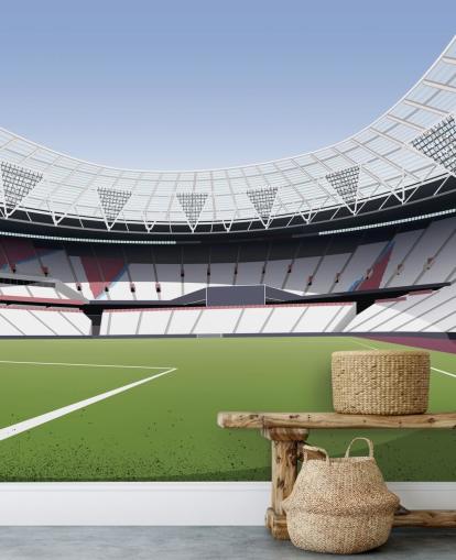 grønt og hvitt tilpassbart West Ham United tapetmaleri kalt London Stadium Football Stadium av Matthew J I Wood for soverom og hjemmekontorer grønt og hvitt tilpassbart West Ham United tapetmaleri kalt London Stadium Football Stadium av Matthew J I Wood for soverom og hjemmekontorer