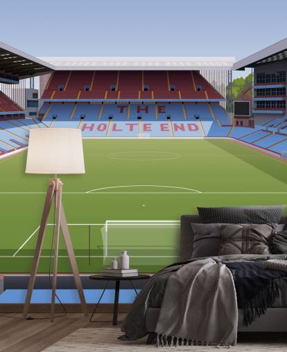mural de papel pintado de Aston Villa azul, granate y verde llamado Villa Park Football Stadium para dormitorios de adolescentes, cuevas de hombres y oficinas en casa mural de papel pintado de Aston Villa azul, granate y verde llamado Villa Park Football Stadium para dormitorios de adolescentes, cuevas de hombres y oficinas en casa