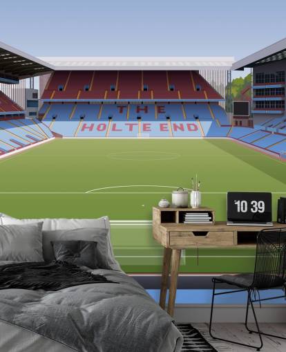 blue, maroon and green aston villa wallpaper mural called Villa Park Football Stadium for teen bedrooms, man caves and home offices blue, maroon and green aston villa wallpaper mural called Villa Park Football Stadium for teen bedrooms, man caves and home offices