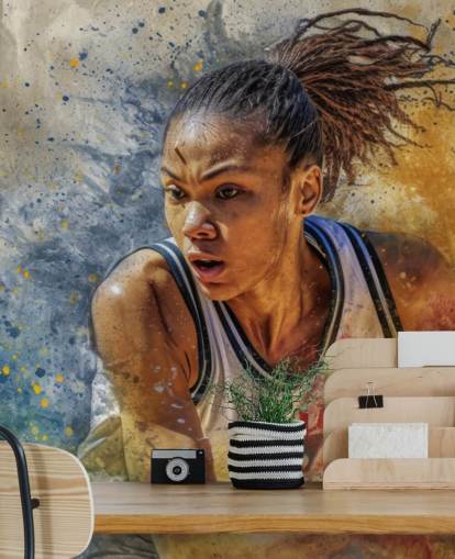 basketball wallpaper mural called Basketball Player in Action for kids bedrooms and sports clubs basketball wallpaper mural called Basketball Player in Action for kids bedrooms and sports clubs