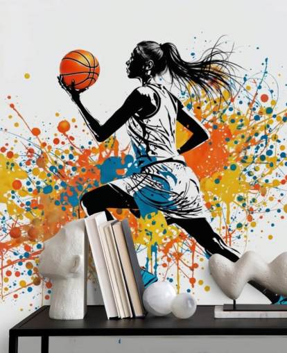 customizable basketball wallpaper mural called Abstract Grunge Basketball for bedrooms and schools customizable basketball wallpaper mural called Abstract Grunge Basketball for bedrooms and schools