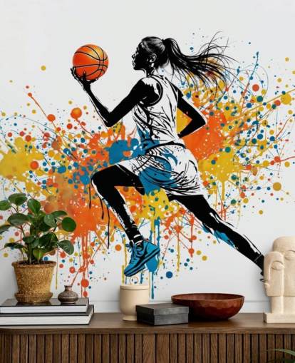 papier peint mural de basket-ball personnalisable appelé Abstract Grunge Basketball pour les chambres et les écoles papier peint mural de basket-ball personnalisable appelé Abstract Grunge Basketball pour les chambres et les écoles