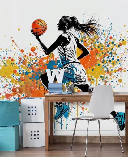 customisable basketball wallpaper mural called Abstract Grunge Basketball for bedrooms and schools customisable basketball wallpaper mural called Abstract Grunge Basketball for bedrooms and schools