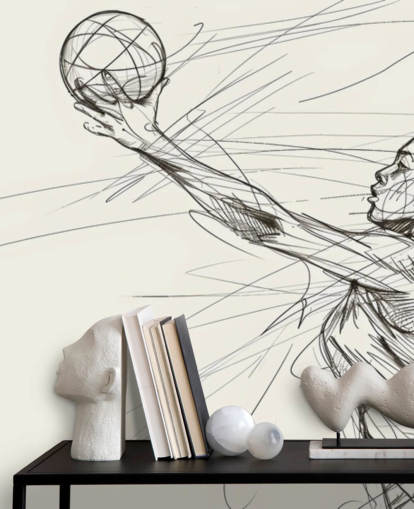 schwarz-weiße Netzball-Tapetentapete mit dem Titel Netball für Schlafzimmer und Sportvereine schwarz-weiße Netzball-Tapetentapete mit dem Titel Netball für Schlafzimmer und Sportvereine