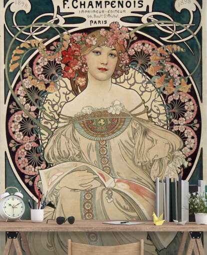 fine art wall mural called F. Champenois Imprimeur-Editeur by Alphonse Mucha fine art wall mural called F. Champenois Imprimeur-Editeur by Alphonse Mucha