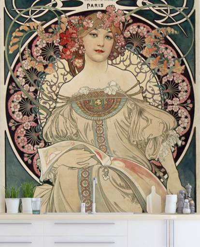 murale d'arte chiamato F. Champenois Imprimeur-Editeur di Alphonse Mucha murale d'arte chiamato F. Champenois Imprimeur-Editeur di Alphonse Mucha