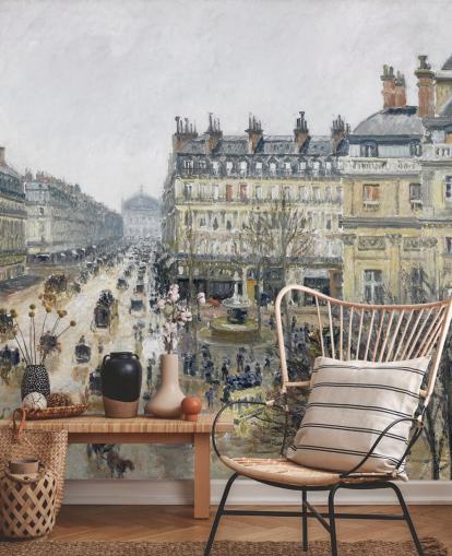 murale d'arte chiamato Place du Theatre Francais di Camille Pissarro murale d'arte chiamato Place du Theatre Francais di Camille Pissarro