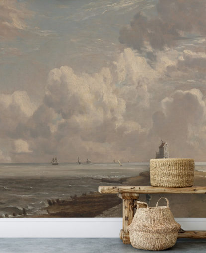 Kunsttapete namens Harwich Lighthouse von John Constable für Wohnzimmer, Schlafzimmer und Badezimmer Kunsttapete namens Harwich Lighthouse von John Constable für Wohnzimmer, Schlafzimmer und Badezimmer