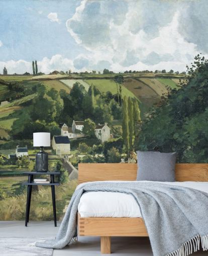 fine art wallpaper mural called Jalais Hill, Pontoise by Camille Pissarro for bedrooms and lounges fine art wallpaper mural called Jalais Hill, Pontoise by Camille Pissarro for bedrooms and lounges