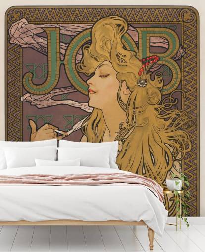 carta da parati murale art nouveau chiamata Job (1896) di Alphonse Mucha per salotti e camere da letto carta da parati murale art nouveau chiamata Job (1896) di Alphonse Mucha per salotti e camere da letto