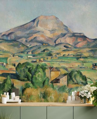 fine art wallpaper mural called La Montagne Sainte-Victoire by Paul Cezanne for bedrooms and living rooms fine art wallpaper mural called La Montagne Sainte-Victoire by Paul Cezanne for bedrooms and living rooms