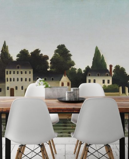 fine art customisable wallpaper mural called Landscape and Four Fisherman by Henri Rousseau fine art customisable wallpaper mural called Landscape and Four Fisherman by Henri Rousseau