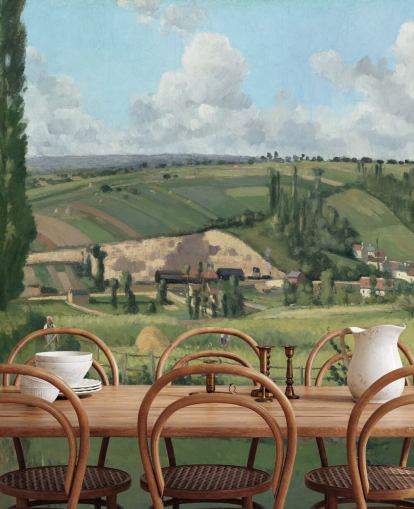 Kunsttapete mit dem Titel Landschaft in Les Pâtis, Pontoise von Camille Pissarro Kunsttapete mit dem Titel Landschaft in Les Pâtis, Pontoise von Camille Pissarro