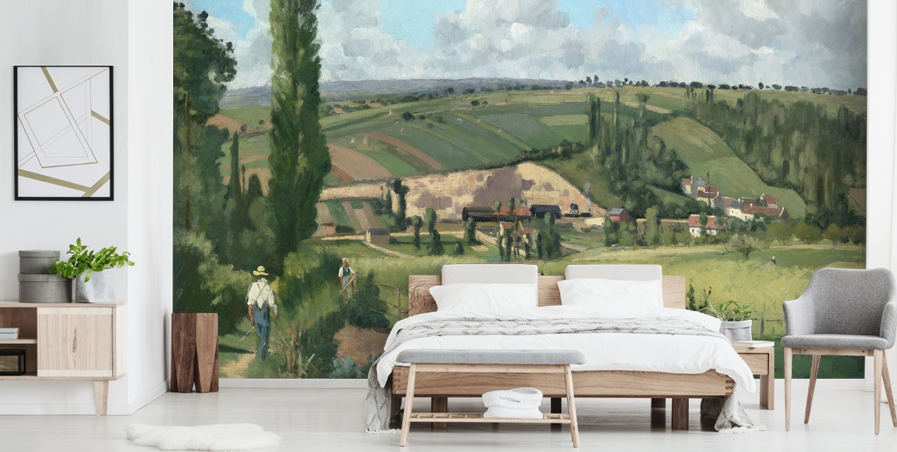 fine art wallpaper mural called Landscape at Les Pâtis, Pontoise by Camille Pissarro fine art wallpaper mural called Landscape at Les Pâtis, Pontoise by Camille Pissarro
