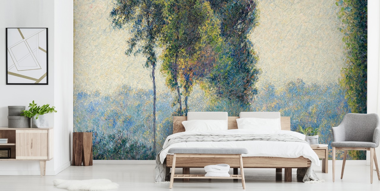 fine art wallpaper mural called Landscape at Saint-Charles, Near Gisors, Sunset by Camille Pissarro fine art wallpaper mural called Landscape at Saint-Charles, Near Gisors, Sunset by Camille Pissarro