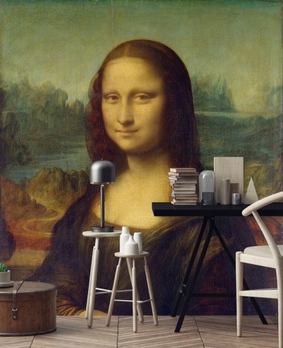 fine art wallpaper mural called Mona Lisa by Leonardo Da Vinci for bedrooms, home offices and hallways fine art wallpaper mural called Mona Lisa by Leonardo Da Vinci for bedrooms, home offices and hallways