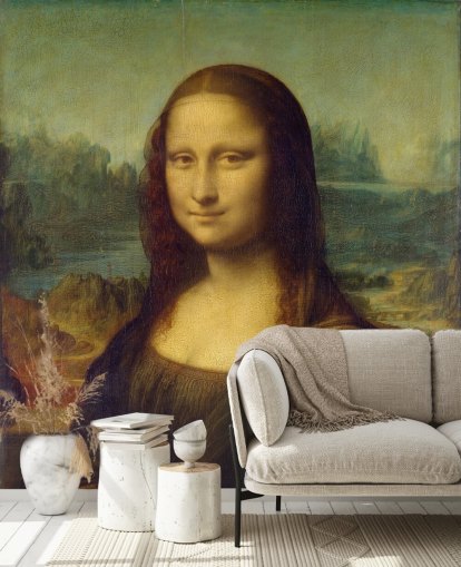 mural de papel de parede de belas artes chamado Mona Lisa de Leonardo Da Vinci para quartos, escritórios domésticos e corredores mural de papel de parede de belas artes chamado Mona Lisa de Leonardo Da Vinci para quartos, escritórios domésticos e corredores