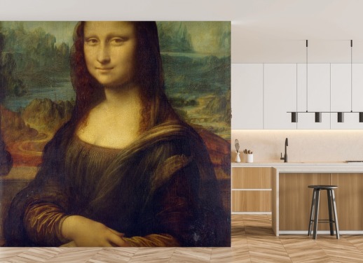 fine art wallpaper mural called Mona Lisa by Leonardo Da Vinci for bedrooms, home offices and hallways