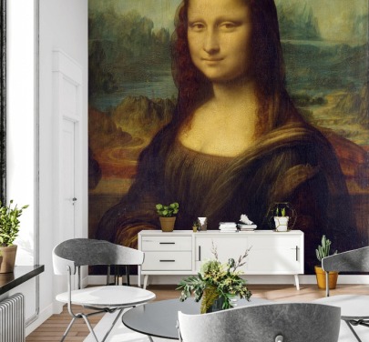 fine art wallpaper mural called Mona Lisa by Leonardo Da Vinci for bedrooms, home offices and hallways
