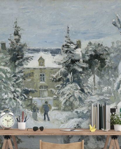 mural de papel pintado de bellas artes llamado La casa de Piette en Montfoucault de Camille Pissarro mural de papel pintado de bellas artes llamado La casa de Piette en Montfoucault de Camille Pissarro