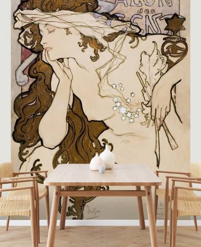 fine art wallpaper mural called Salon des Cent by Alphonse Mucha for bedrooms, bathrooms and living rooms fine art wallpaper mural called Salon des Cent by Alphonse Mucha for bedrooms, bathrooms and living rooms