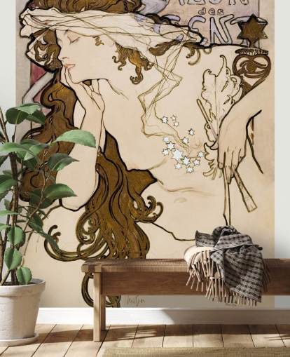 fine art wallpaper mural called Salon des Cent by Alphonse Mucha for bedrooms, bathrooms and living rooms fine art wallpaper mural called Salon des Cent by Alphonse Mucha for bedrooms, bathrooms and living rooms