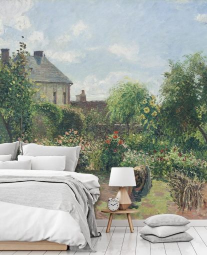 fine art wallpaper mural called The Artist's Garden at Eragny by Camille Pissarro fine art wallpaper mural called The Artist's Garden at Eragny by Camille Pissarro