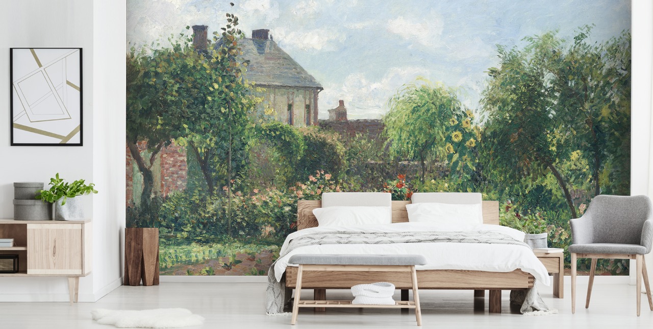 fine art wallpaper mural called The Artist's Garden at Eragny by Camille Pissarro fine art wallpaper mural called The Artist's Garden at Eragny by Camille Pissarro