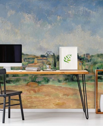 fine art wallpaper mural called The Bellevue Plain by Paul Cezanne for bedrooms and lounges fine art wallpaper mural called The Bellevue Plain by Paul Cezanne for bedrooms and lounges