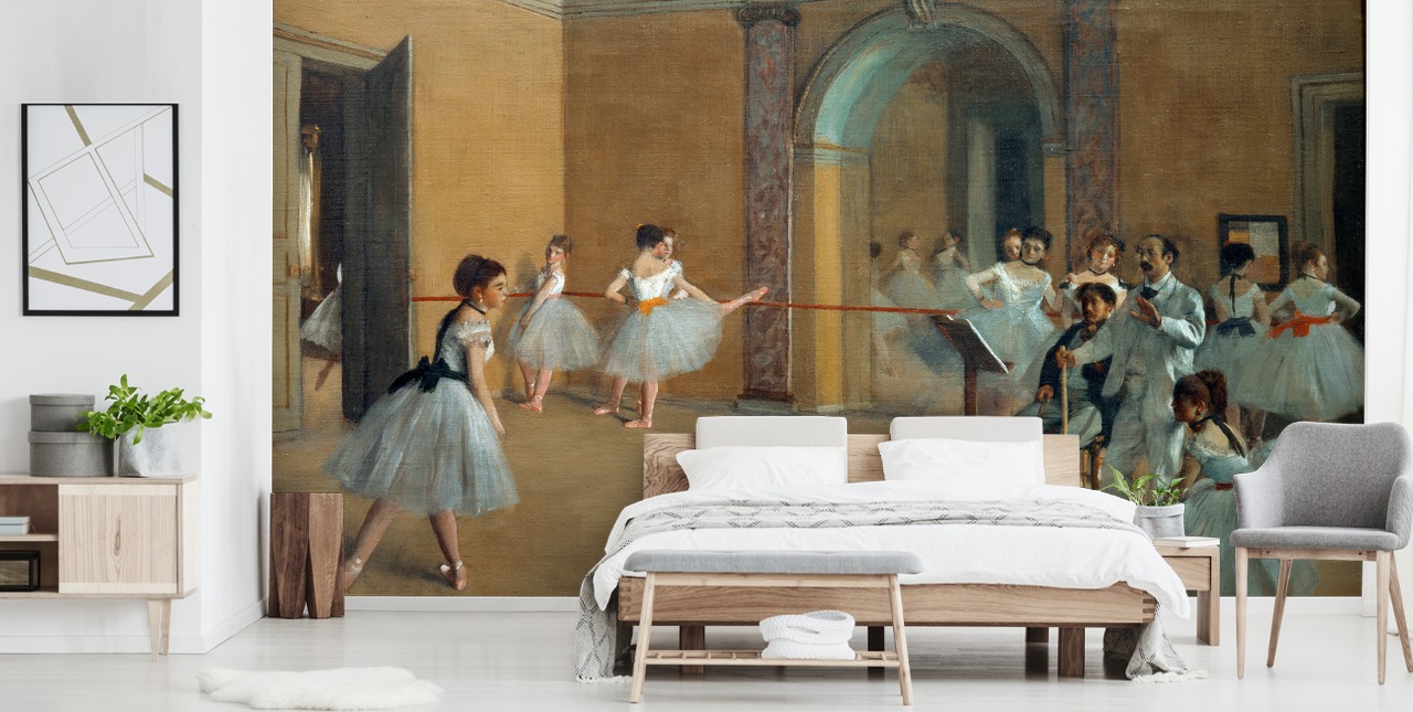 konsttapet väggmålning som heter The Dance Foyer at The Opera av Edgar Degas för sovrum, vardagsrum och matsalar konsttapet väggmålning som heter The Dance Foyer at The Opera av Edgar Degas för sovrum, vardagsrum och matsalar