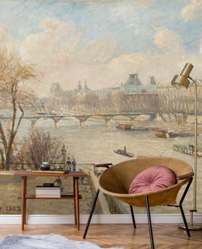 kunsttapet kalt Louvre fra Pont Neuf av Camille Pissarro for soverom, hjemmekontorer og ganger kunsttapet kalt Louvre fra Pont Neuf av Camille Pissarro for soverom, hjemmekontorer og ganger