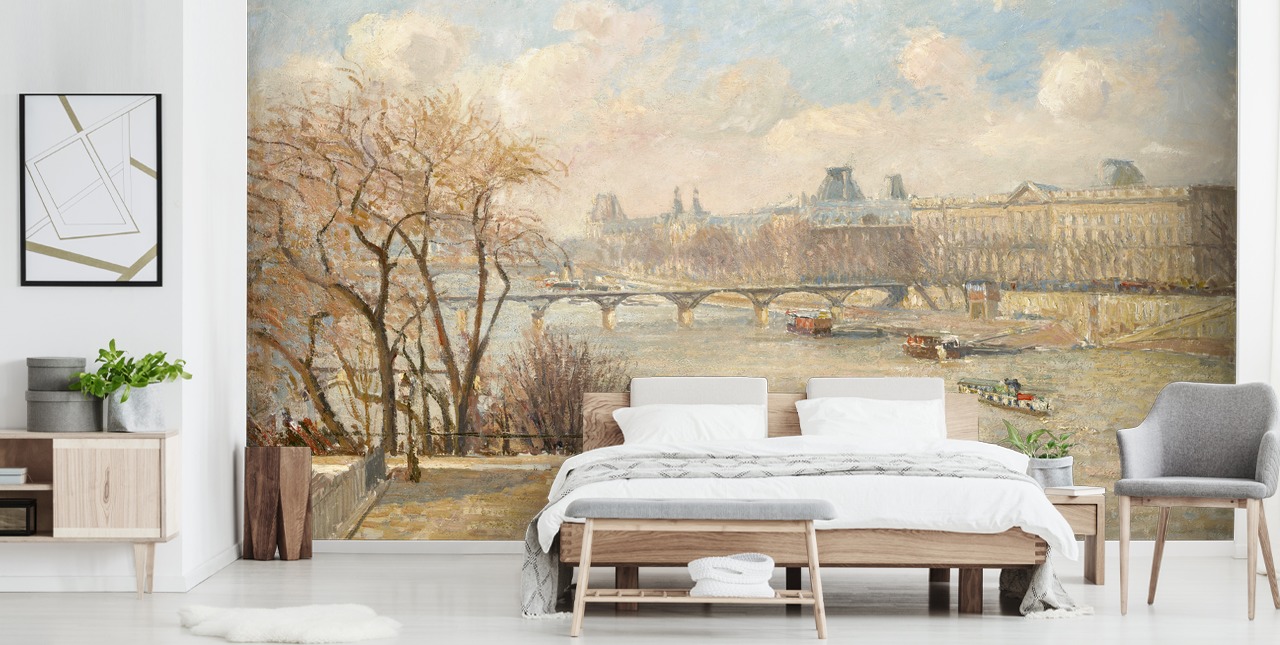 konsttapet kallad Louvren från Pont Neuf av Camille Pissarro för sovrum, hemmakontor och hallar konsttapet kallad Louvren från Pont Neuf av Camille Pissarro för sovrum, hemmakontor och hallar
