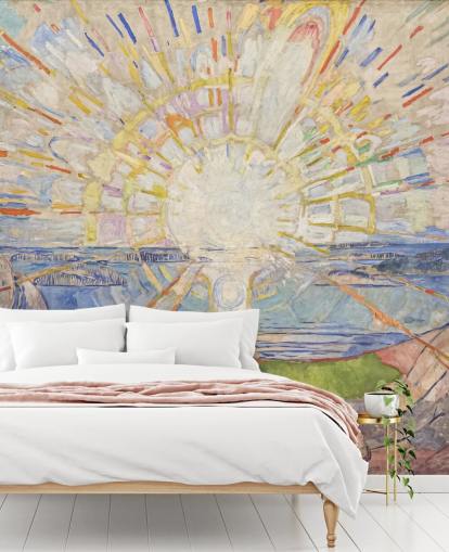 konsttapet väggmålning kallad The Sun av Edvard Munch för kök, vardagsrum och sovrum konsttapet väggmålning kallad The Sun av Edvard Munch för kök, vardagsrum och sovrum