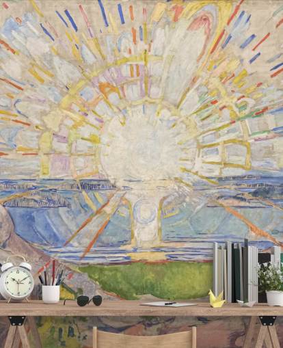 Kunsttapete mit dem Titel The Sun von Edvard Munch für Küchen, Wohn- und Schlafzimmer Kunsttapete mit dem Titel The Sun von Edvard Munch für Küchen, Wohn- und Schlafzimmer