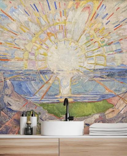konsttapet väggmålning kallad The Sun av Edvard Munch för kök, vardagsrum och sovrum konsttapet väggmålning kallad The Sun av Edvard Munch för kök, vardagsrum och sovrum