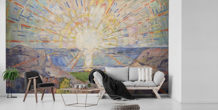fine art wallpaper mural called The Sun by Edvard Munch for kitchens, living rooms and bedrooms