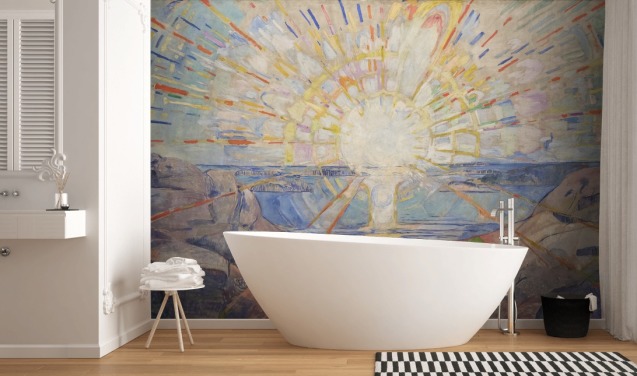 fine art wallpaper mural called The Sun by Edvard Munch for kitchens, living rooms and bedrooms