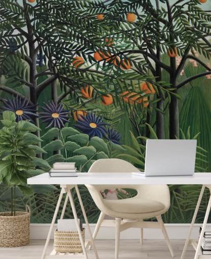 fine art wallpaper mural called Woman Walking in an Exotic Forest by Henri Rousseau for fine art wallpaper mural called Woman Walking in an Exotic Forest by Henri Rousseau for
