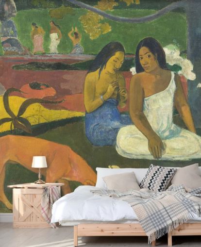 fine art wallpaper mural called Arearea by Paul Gauguin for bedrooms, home offices and living rooms fine art wallpaper mural called Arearea by Paul Gauguin for bedrooms, home offices and living rooms