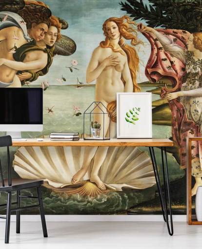 Kunsttapete mit dem Titel Die Geburt der Venus von Botticelli für Decken, Badezimmer und Schlafzimmer Kunsttapete mit dem Titel Die Geburt der Venus von Botticelli für Decken, Badezimmer und Schlafzimmer