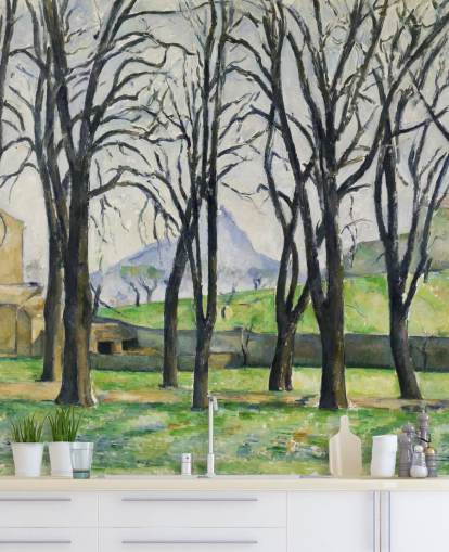 fine art wall mural called Chestnut Trees at Jas de Bouffan by Paul Cezanne for bedrooms and living rooms fine art wall mural called Chestnut Trees at Jas de Bouffan by Paul Cezanne for bedrooms and living rooms