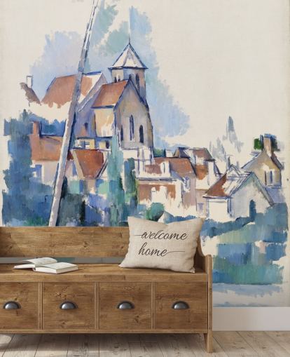 kunstvægmaleri kaldet Kirke i Montigny-sur-Loing af Paul Cezanne til soveværelser, stuer og hjemmekontorer kunstvægmaleri kaldet Kirke i Montigny-sur-Loing af Paul Cezanne til soveværelser, stuer og hjemmekontorer