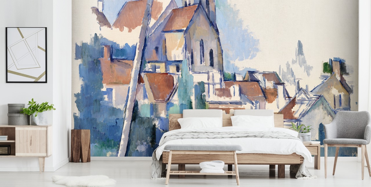 mural de parede de belas artes chamado Igreja em Montigny-sur-Loing de Paul Cezanne para quartos, salas de estar e escritórios domésticos mural de parede de belas artes chamado Igreja em Montigny-sur-Loing de Paul Cezanne para quartos, salas de estar e escritórios domésticos