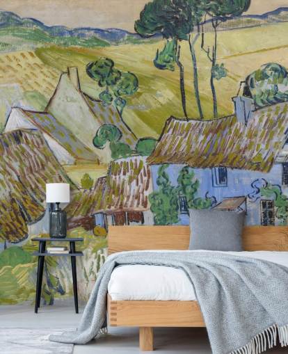 fine art wall mural called Farms near Auvers by Vincent van Gogh for living rooms, bedrooms and dining rooms fine art wall mural called Farms near Auvers by Vincent van Gogh for living rooms, bedrooms and dining rooms