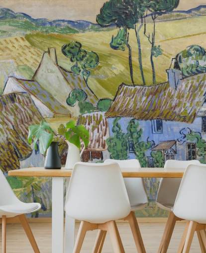 mural de pared de bellas artes llamado Farms near Auvers de Vincent van Gogh para salas de estar, dormitorios y comedores mural de pared de bellas artes llamado Farms near Auvers de Vincent van Gogh para salas de estar, dormitorios y comedores