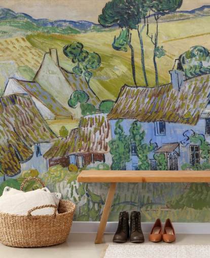 kunstveggmaleri kalt Farms near Auvers av Vincent van Gogh for stuer, soverom og spiserom kunstveggmaleri kalt Farms near Auvers av Vincent van Gogh for stuer, soverom og spiserom