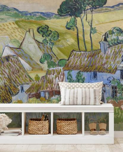 fresque murale d'art intitulée Fermes près d'Auvers par Vincent van Gogh pour les salons, les chambres et les salles à manger fresque murale d'art intitulée Fermes près d'Auvers par Vincent van Gogh pour les salons, les chambres et les salles à manger