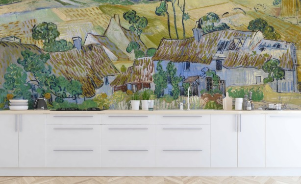 kunstveggmaleri kalt Farms near Auvers av Vincent van Gogh for stuer, soverom og spiserom